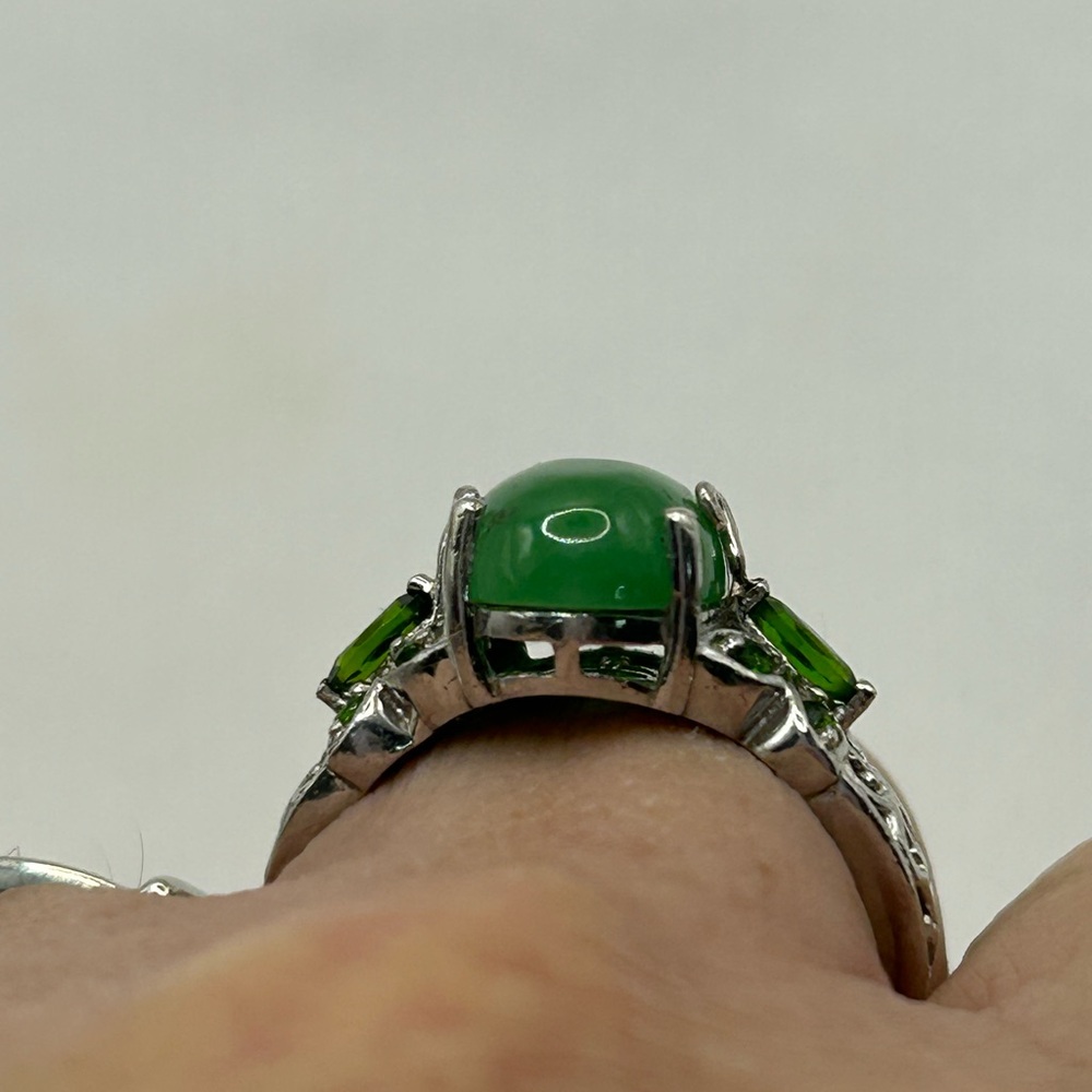 CHUCK CLEMENCY STS 925 Sterling Silver Jade Jadeite Ring Size 10 - Picture 7 of 7